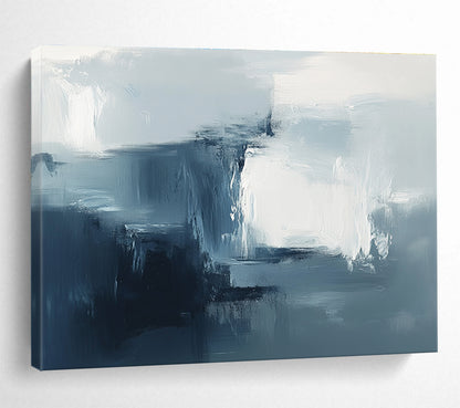 Blue - Gray Abstract Mist Art for Coastal Bedroom & Minimalist Spa SC232