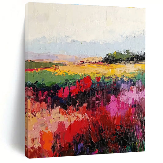 Vibrant Floral Field Landscape Art for Creative Studio & Garden - Themed Café STSC113