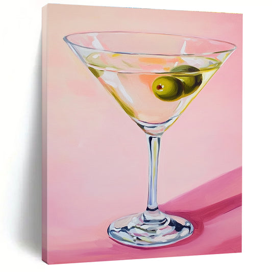 Martini Glass with Olives Art for Cocktail Bar & Sophisticated Dining Room STSC1383