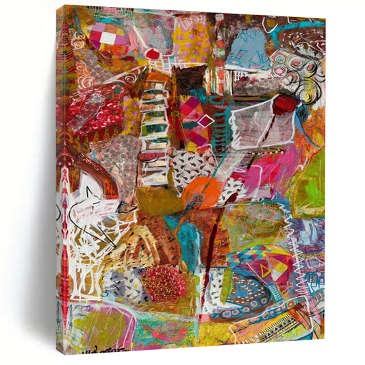 Colorful Abstract Collage Art for Creative Collective Space & Vibrant Home Living Room DLZ1985