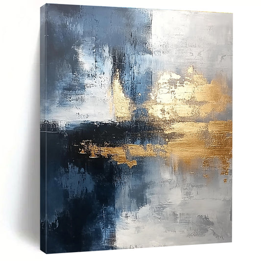 Blue and Gold Abstract for High - End Boutique & Art - Centric Dining Room STSC376