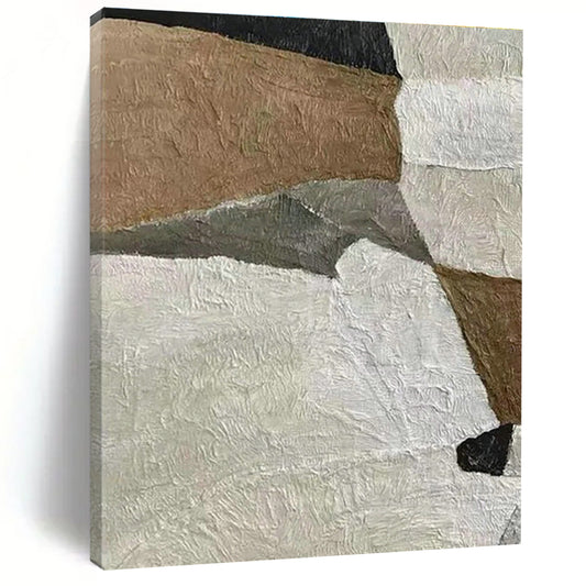 Brown - White Collage Abstract Art for Rustic Home & Art Gallery DLZ1147