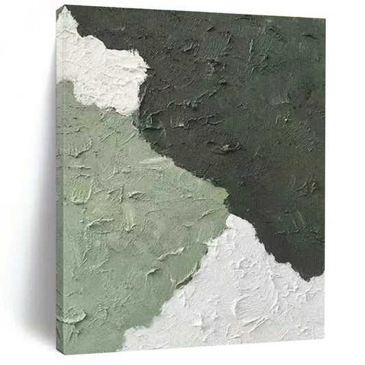 Green - White Textured Abstract Art for Bohemian Living Room & Plant - Filled Café DLZ1333