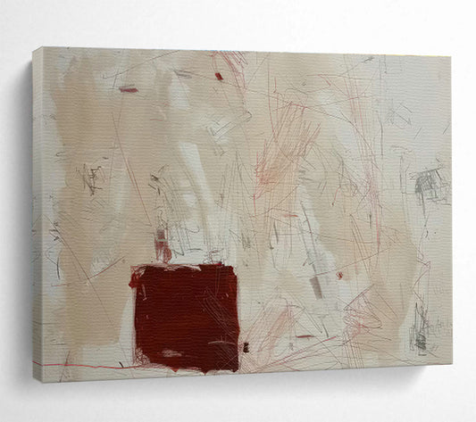 Red - Brown Line Abstract Art for Eclectic Home Libraries DLZ2530