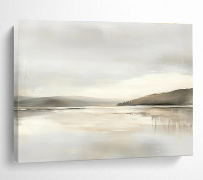 Monochrome Lake View Art for Minimalist Home Office & Serene Reading Nook SC065