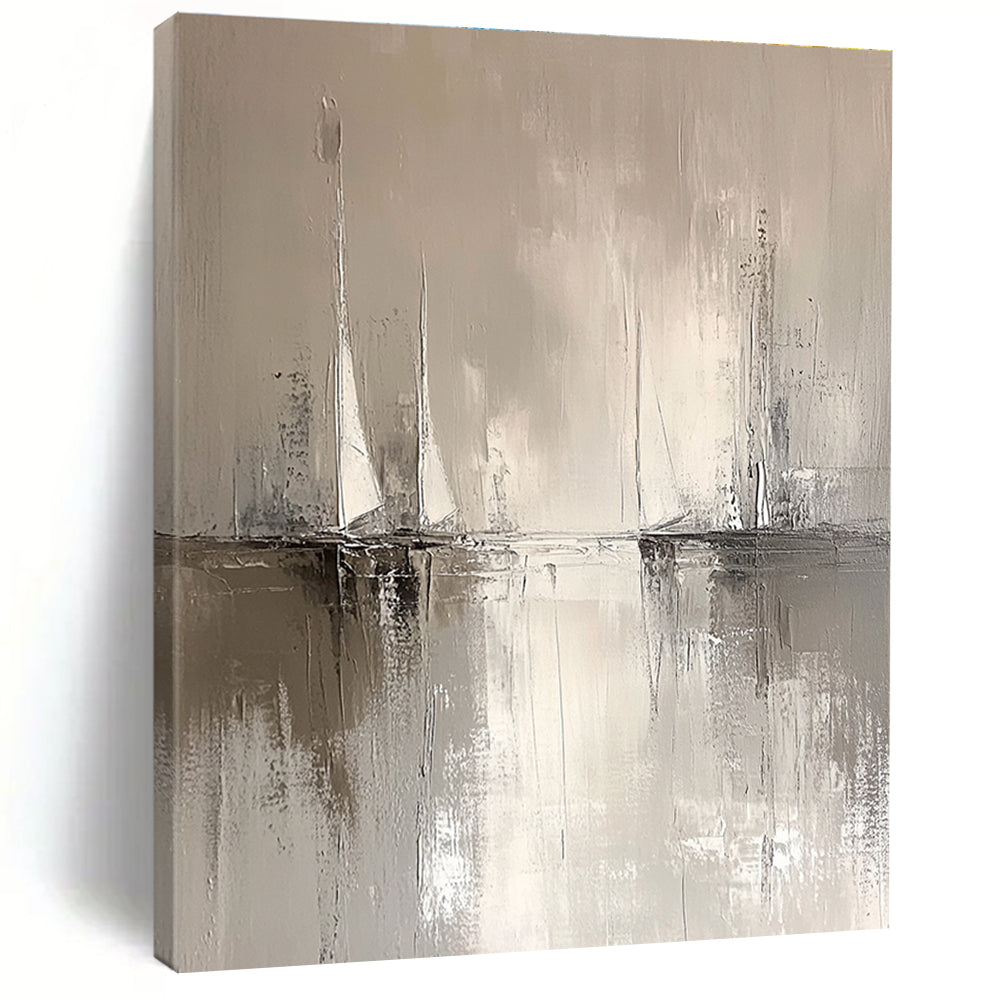 Monochrome Sailboats for Minimalist Bedroom & Nautical - Themed Office STSC231