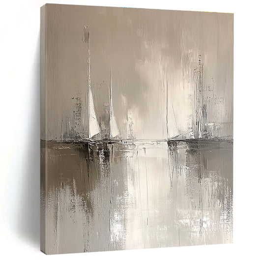 Monochrome Sailboats for Minimalist Bedroom & Nautical - Themed Office STSC231