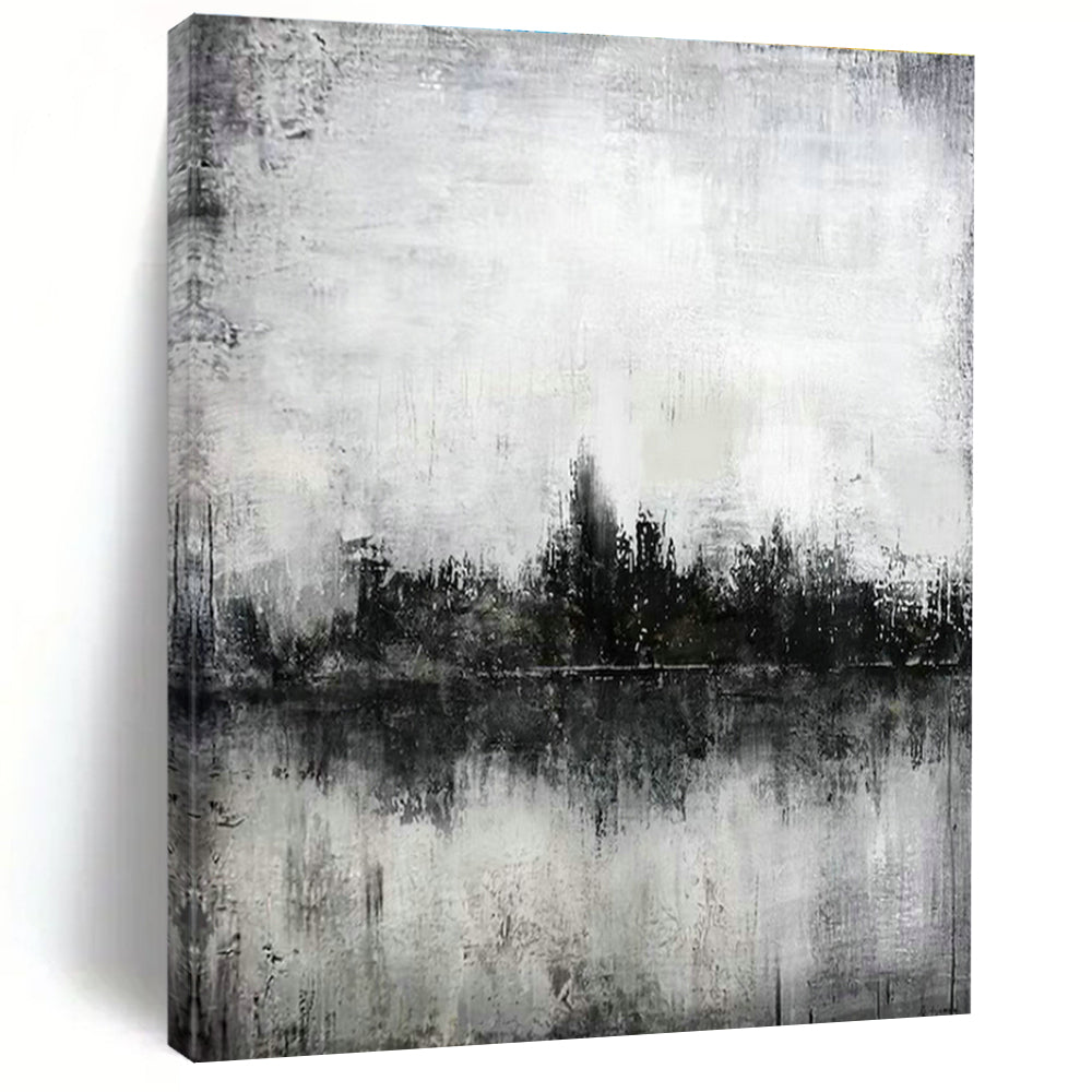 Monochrome Landscape Art for Rustic Home Library & Nature - Themed Café DLZ2054