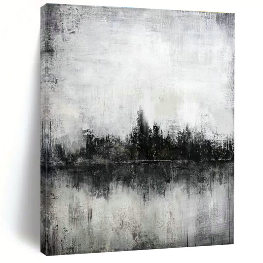 Monochrome Landscape Art for Rustic Home Library & Nature - Themed Café DLZ2054