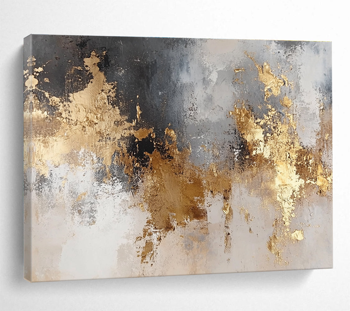 Gray - Gold Abstract Art for Luxury Hotel Lobby & Modern Office SC006