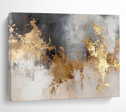Gray - Gold Abstract Art for Luxury Hotel Lobby & Modern Office SC006