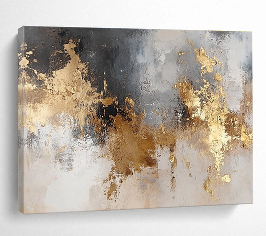 Gray - Gold Abstract Art for Luxury Hotel Lobby & Modern Office SC006