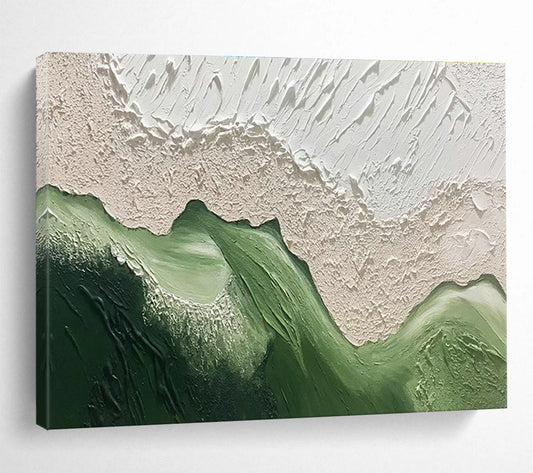 Green - White Abstract Relief Art for Minimalist Home Office Calm Corners DLZ3258