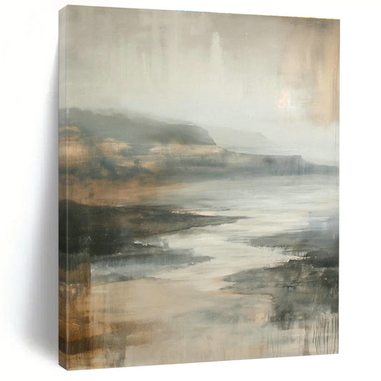 Gray - Brown Abstract Landscape Art for Industrial - Chic Loft & Nature - Lover’s Library DLZ1008