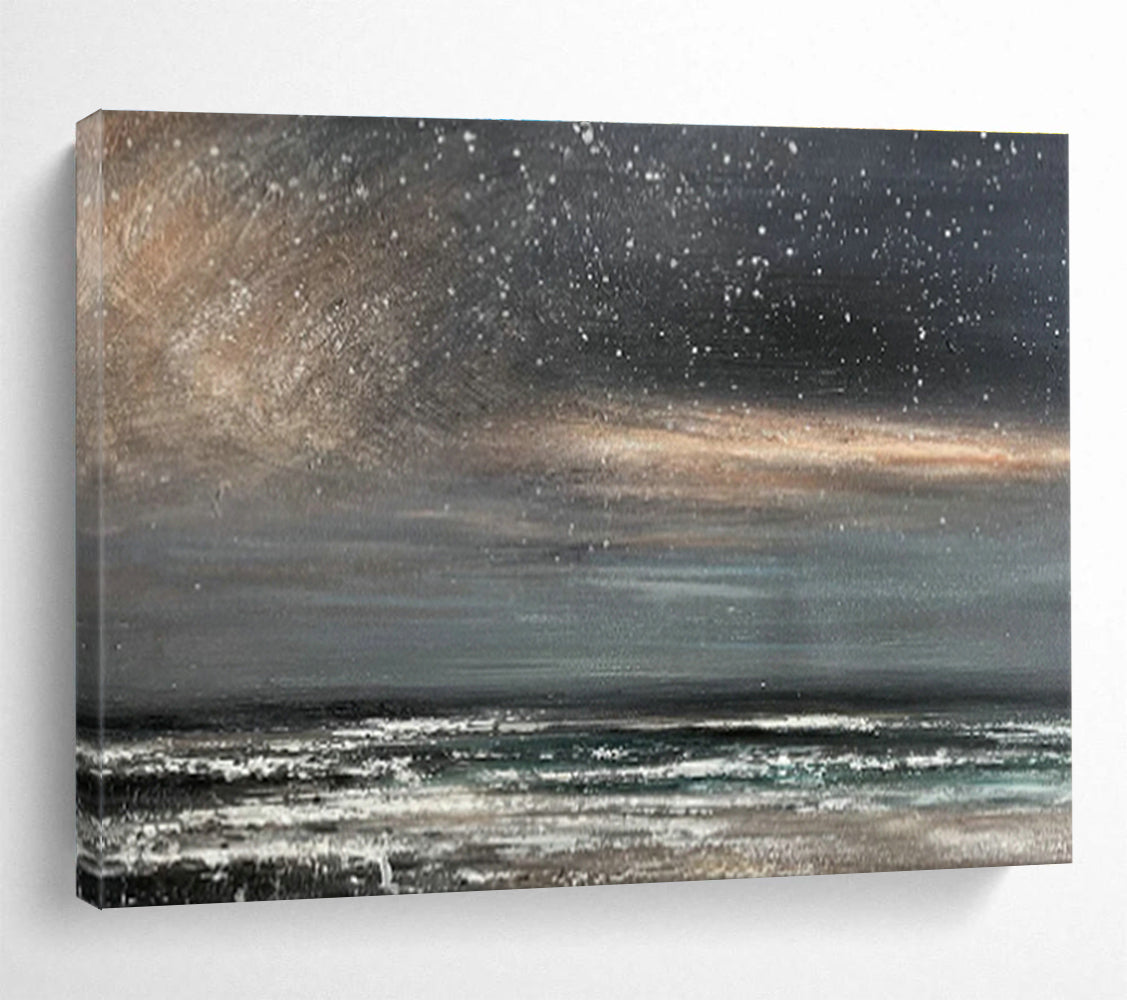 Starry Sky Sea View Oil Painting for Bohemian - Style Lounges DLZ2487