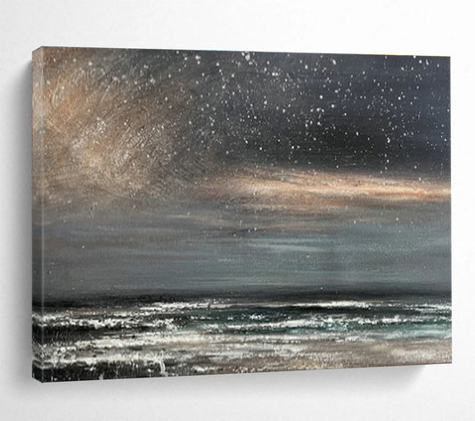 Starry Sky Sea View Oil Painting for Bohemian - Style Lounges DLZ2487