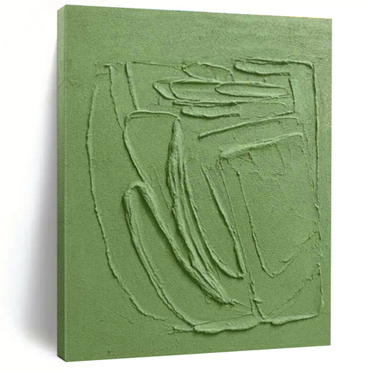 Green Relief Abstract Art for Minimalist Home Office & Calm Reading Nooks DLZ0290