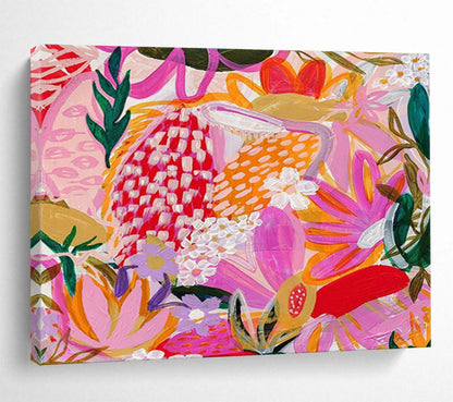 Pink - Hued Floral Abstract Art for Boho - Chic Bridal Suites DLZ3092
