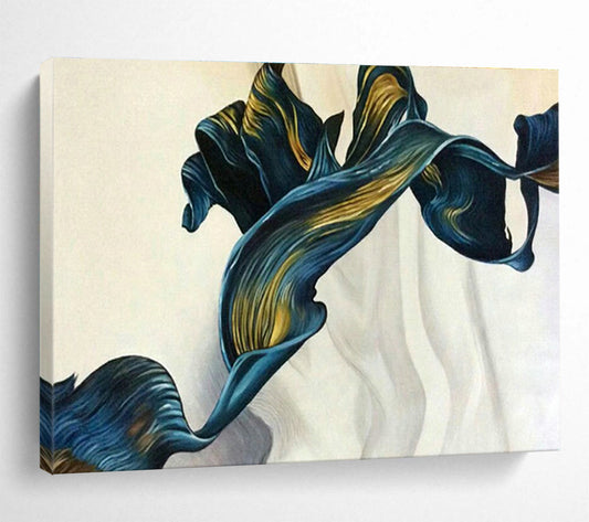 Blue - Gold Petal - Shaped Art for Luxury Bathroom Spaces DLZ2544
