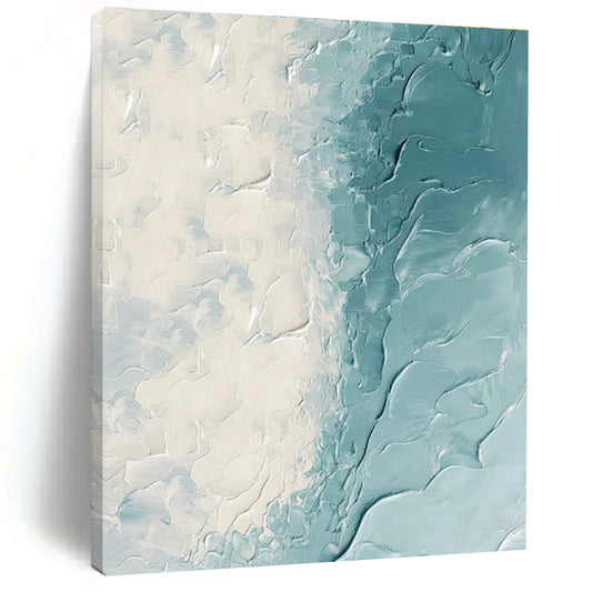 White - Blue Textured Abstract Art for Beachfront Café & Yoga Studio DLZ1257