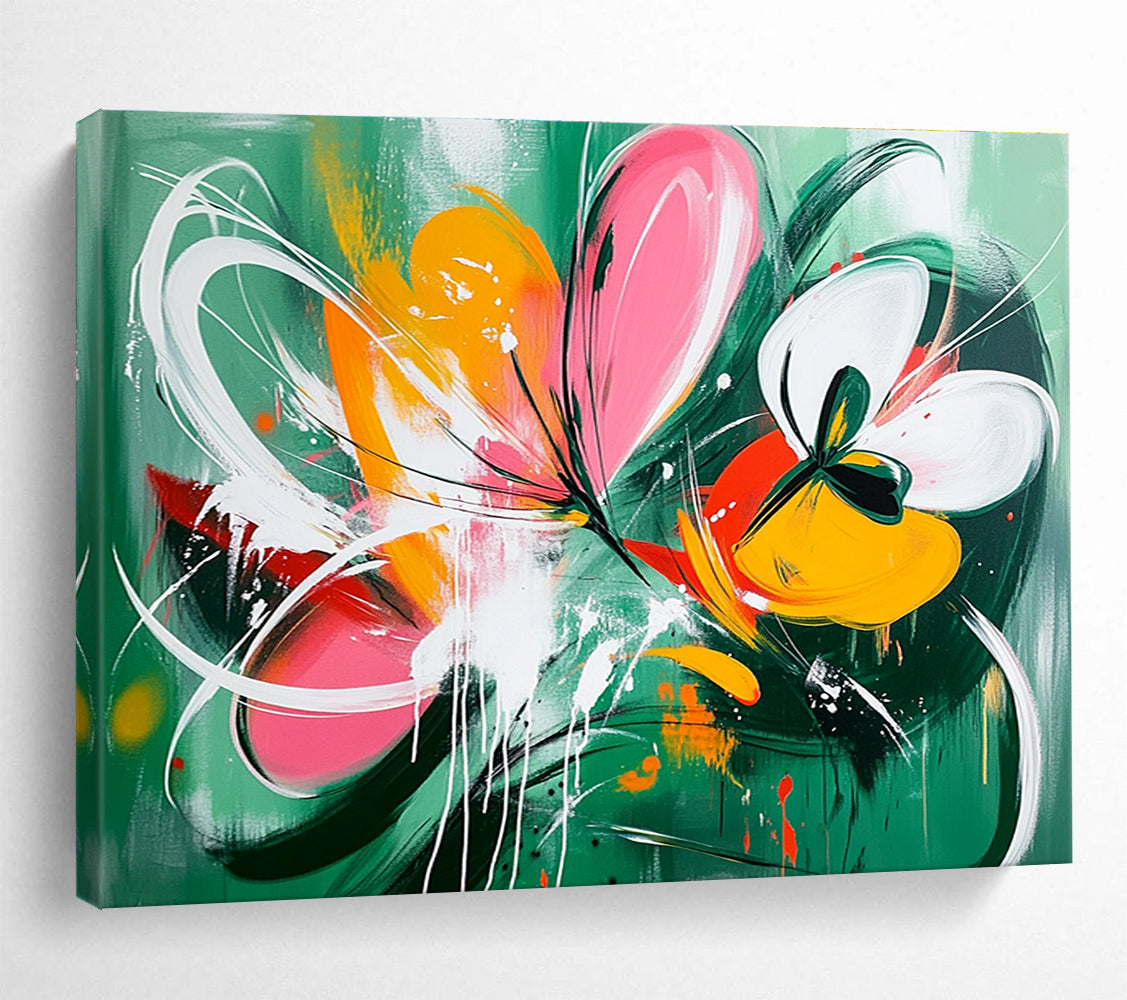Vibrant Abstract Flowers Art for Bohemian Garden Café & Artistic Bedroom SC207