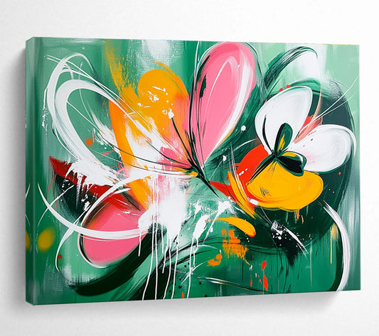 Vibrant Abstract Flowers Art for Bohemian Garden Café & Artistic Bedroom SC207