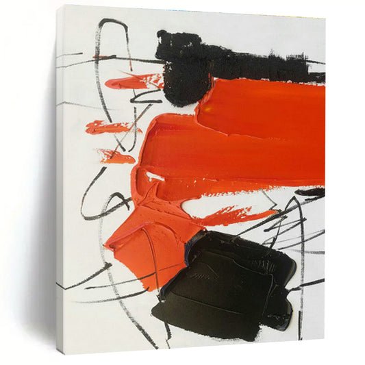 Black, White & Orange Abstract Art for Industrial - Style Kitchen & Modern Art Pop - Up DLZ0824