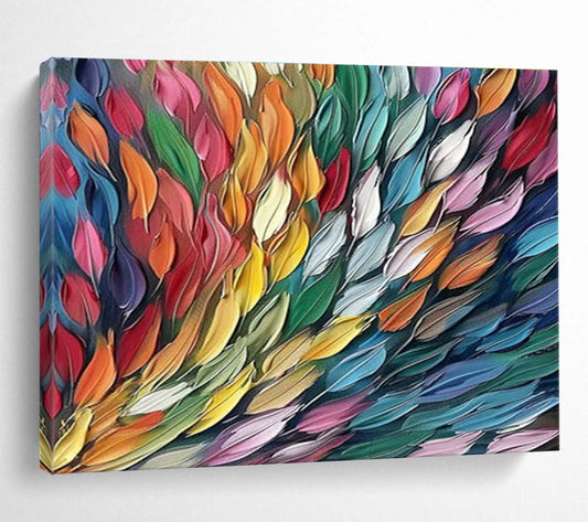 Colorful Feather - Shaped Abstract Art for Vibrant Bohemian Living Rooms DLZ3073