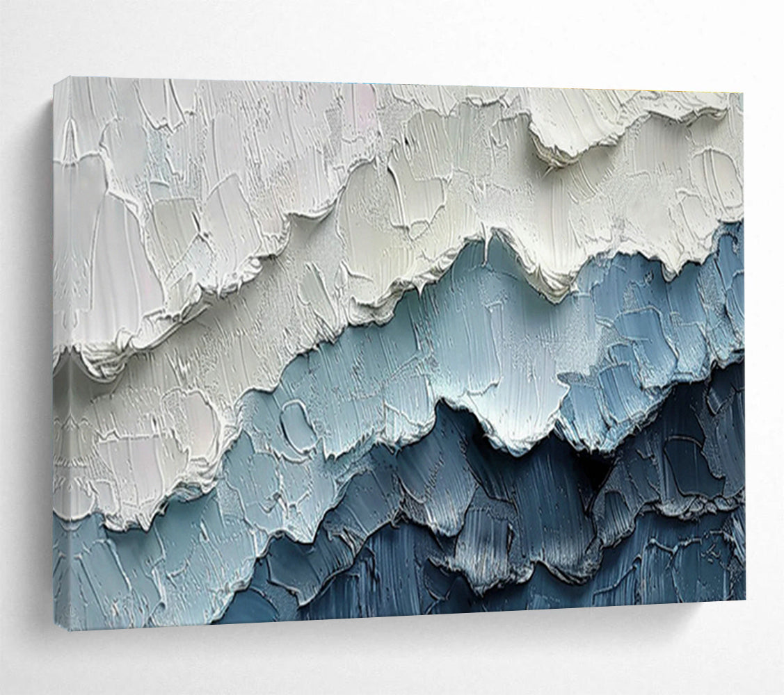 Blue - White Mountain Abstract Art for Serene Living Rooms DLZ2433