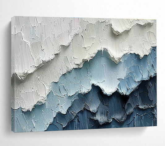 Blue - White Mountain Abstract Art for Serene Living Rooms DLZ2433