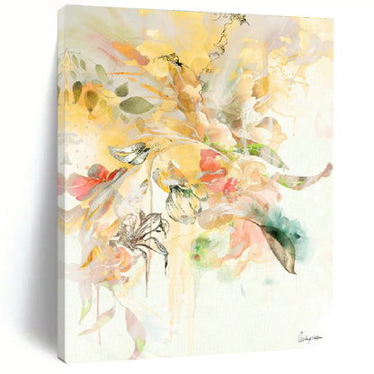 Yellow Floral Watercolor Art for Summer - Themed Restaurant & Home Sunroom DLZ1094