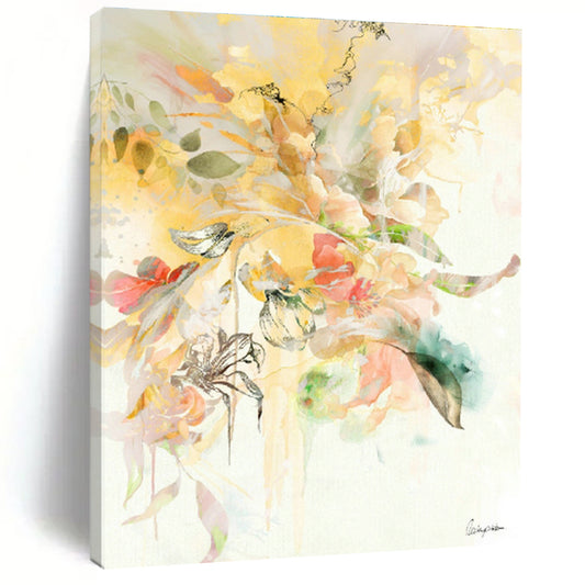 Yellow Floral Watercolor Art for Summer - Themed Restaurant & Home Sunroom DLZ1094