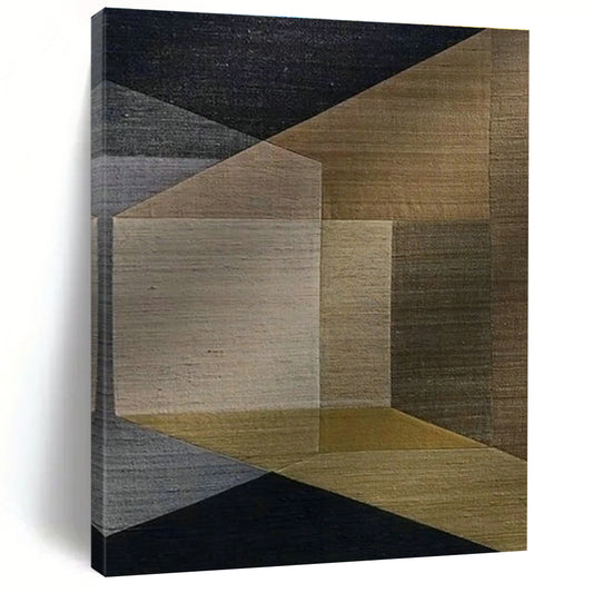 Brown - Gray Geometric Abstract Art for Boutique Hotel Room & Home Living Room DLZ1141