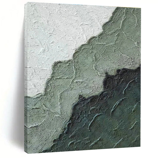 Gray - White - Green Textured Abstract Art for Minimalist Bedroom & Contemporary Art Space DLZ1219