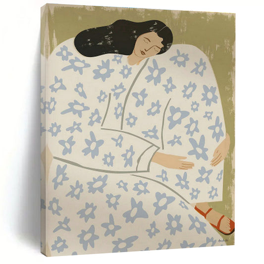 Woman in Floral Dress Art for Vintage - Inspired Home & Boutique Hotel Room DLZ1153