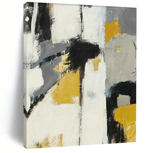 Gray, Yellow, and Black Abstract Art for Industrial Loft & Modern Art Bar DLZ2225
