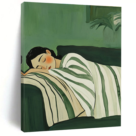 Sleeping Woman in Stripes for Serene Bedroom & Wellness Spa STSC1264