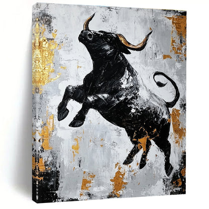 Black Bull with Gold Accents for Luxury Financial Office & Bold Art - Lovers’ Home STSC913
