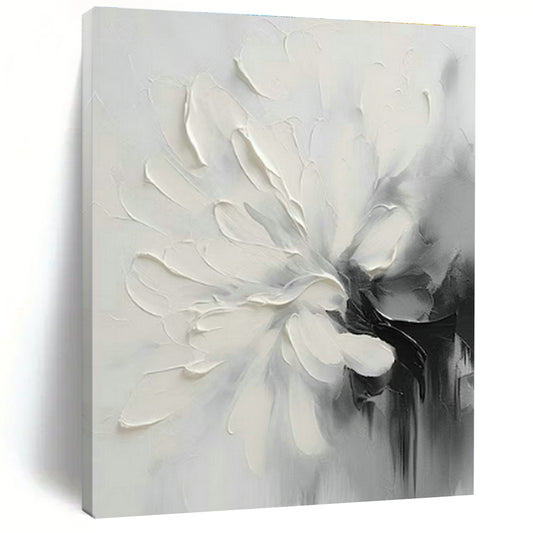 Black - White Flower Abstract Art for Minimalist Home & Monochrome Café DLZ1647