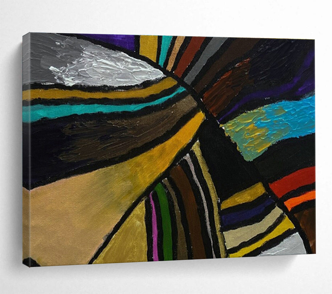 Energetic Colorful Striped Abstract Art for a Vibrant Hallway DLZ2397