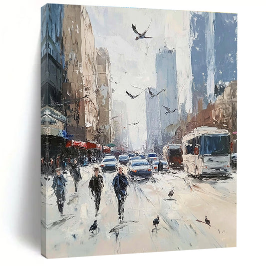 City Street Scene Art for Urban Loft Living Room & Café with City Views STSC930