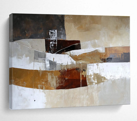 Earth - Toned Abstract Blocks Art for Minimalist Office & Industrial - Chic Café SC321