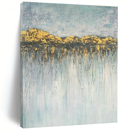 Gold - Mountain Drip Abstract Art for Luxury Living Room & Upscale Hotel Lobby DLZ0773