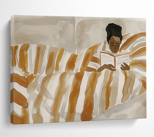 Reading in Bed Figure Art for Cozy Home Library Corners DLZ2614
