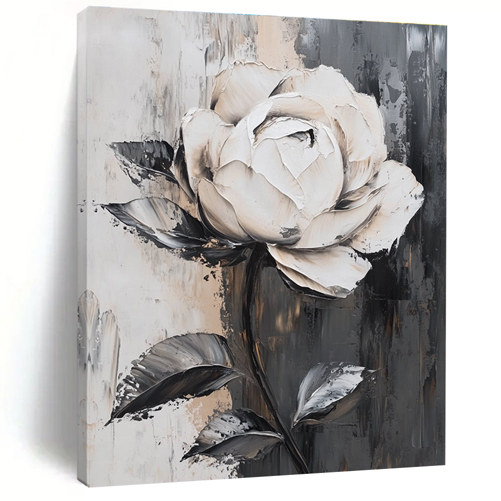 Textured White Rose on Gray for Romantic Bedroom & Luxury Hotel Suite STSC522