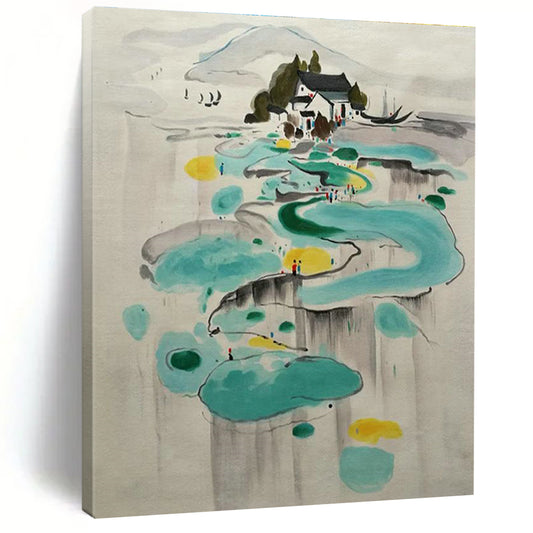 Ink - Wash Landscape Abstract Art for Oriental - Style Teahouse & Traditional Residence DLZ2284