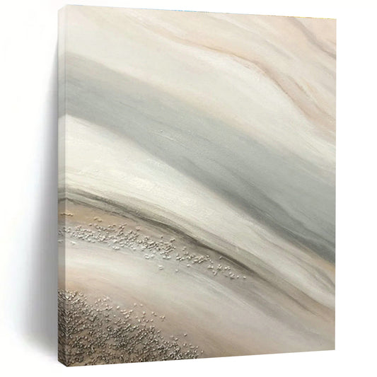 Beige - Gray - Silver Wave Abstract Art for Coastal Home & Boutique Café DLZ1222