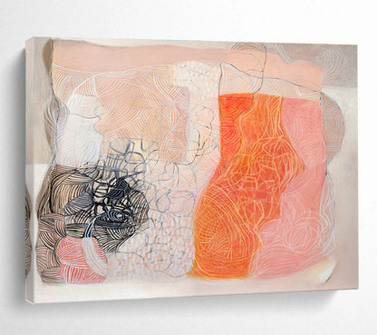 Pink - Orange Line Abstract Art for Cozy Reading Nooks DLZ2436