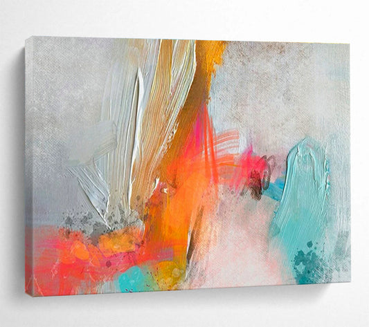 Gray - Orange Colorful Abstract Art for Industrial - Style Brewery Taprooms DLZ2591