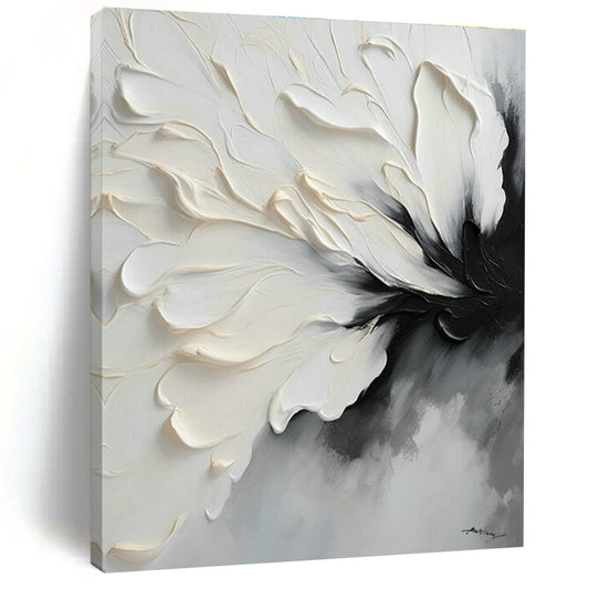 White - Black Flower Abstract Art for Art Studio & Modern Bedroom DLZ1648